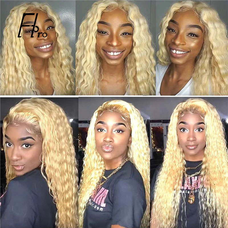 High Density 613# Blonde Full Lace Wig Kinky Curly Baby Hair